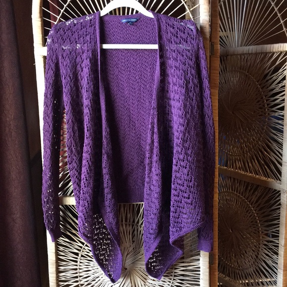 American Eagle Outfitters Sweaters - AEO Purple Sparkly Cardigan Sweater Asymmetrical